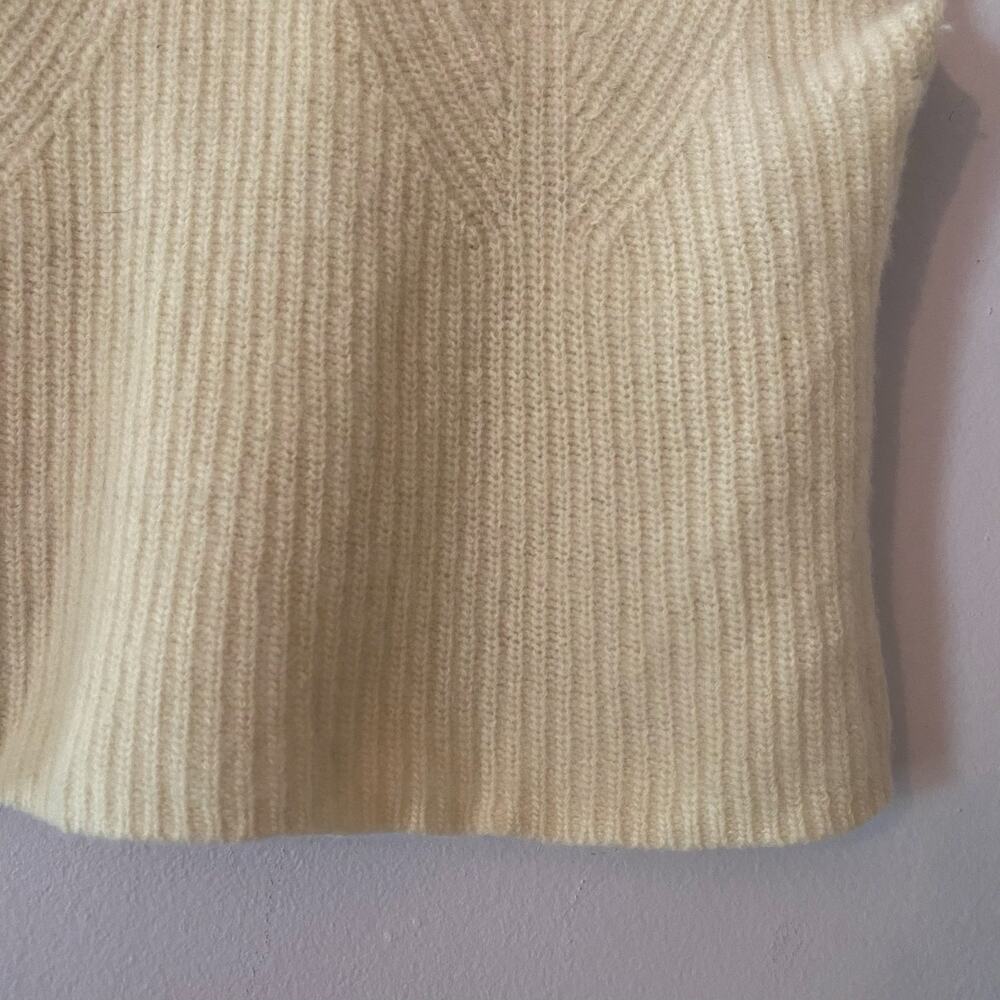 Maeve Cream Knit High Neck Sleeveless Sweater Top Minimalist Lambswool Small - Picture 5 of 10